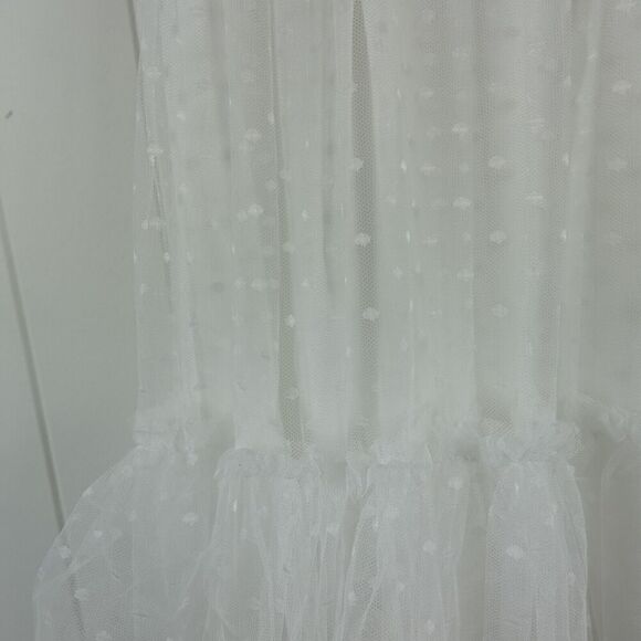 Lulus Womens Delightful Bliss White Mesh Swiss Dot Strapless Midi Dress Large - Picture 11 of 16